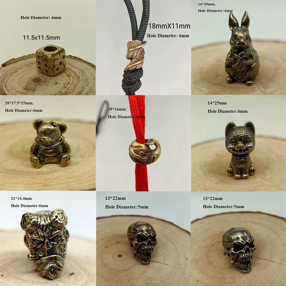 Charms Retro Skull Head Pendant Retro Animal Bear Dog Paracord Bead  EDC Outdoor Tool