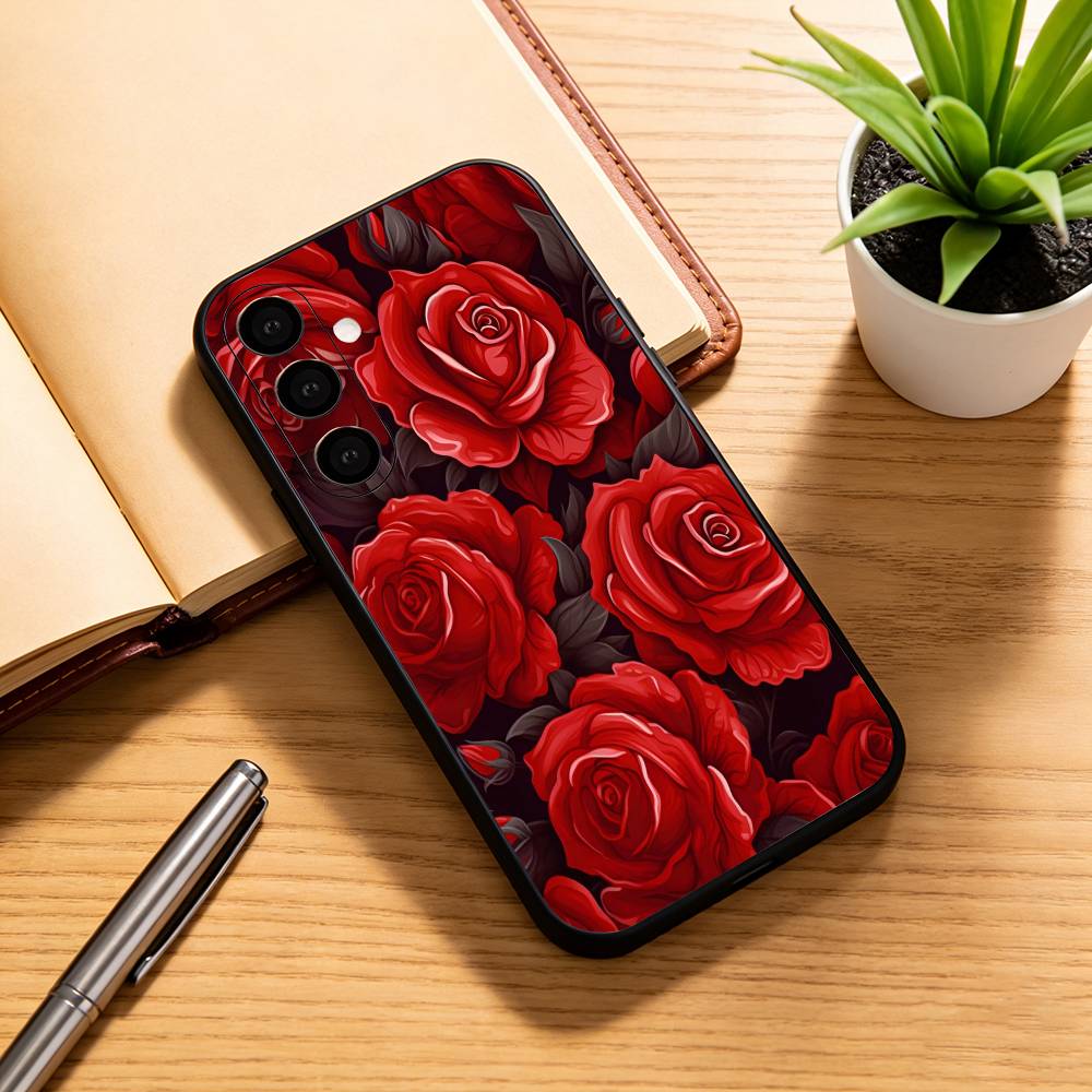 Чехол для телефона F-flowers для Samsung Galaxy A73, A72, A71, A70, A53, A52, A51, Других Мягкая Черная Крышка
