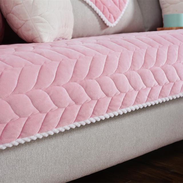 Thicken Short Plush Quilted Sofa Towel Lace Edge Non-slip Sofa Cover European Style Sectional L-shaped Couch Cover
