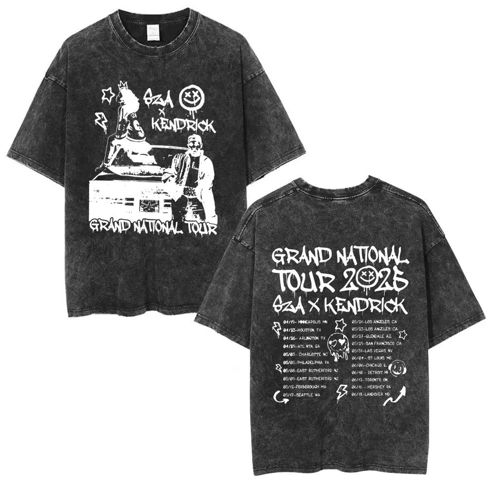 Washed Vintage Rapper Kendrick Lamar SZA Grand National Tour Tshirt They Not Like Us T Shirt Men Hip Hop Fashion Tshirt