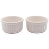 Banko Ware Oven-Safe Souffl? Cocotte (Small) Plates, Set of 2, White Vertical Stripes, Approx. 9cm Diameter, Microwave Safe, 06578-2