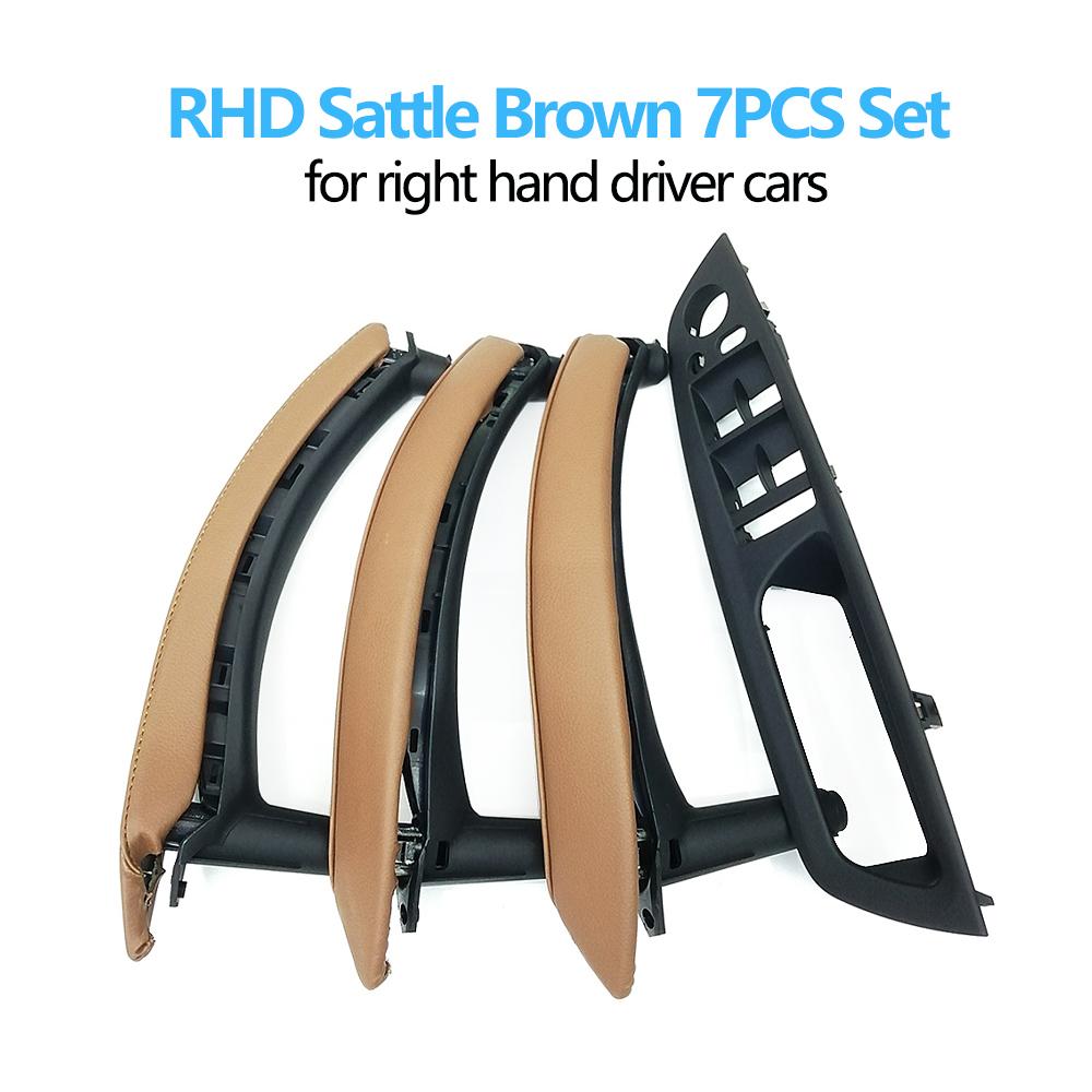 Набор из 7 шт., левая и правая внутренняя дверь, окно, панель переключателя с кожаным чехлом для BMW X5 X6 E70 E71