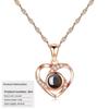 S925 Silver Peach Heart Projection Necklace 'I Love You' In 100 Languages
