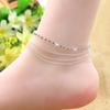 Women's 4 Layers Rhinestone Beads Sandal Beach Anklet Ankle Chain Foot Jewelry