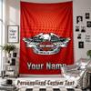 Wall Hanging Tapestry With Custom Name & Text, Harley-Davidson Decorative Tapestry For Bedroom