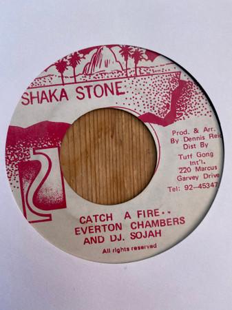 7inch Record EVERTON CHAMBERS DJ SOJAH Catch A Fire NONE Shaka Stone Jamaica Reggae Ska Dub Used