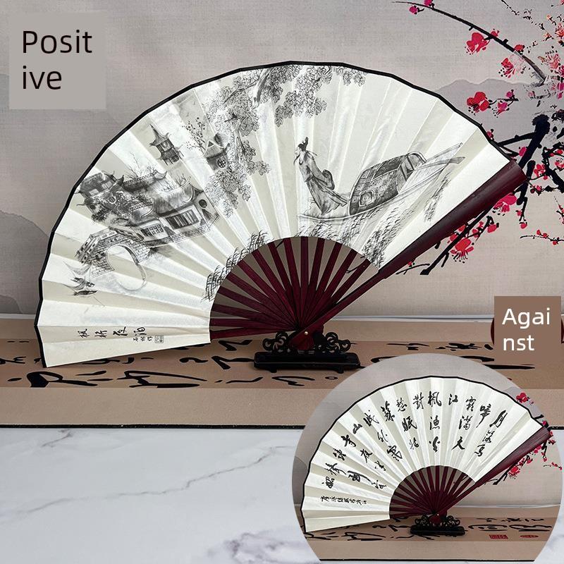 Silk Cloth Fans, Blank Folding Fans, , Custom Drawing and Calligraphy Fans, Men's Chinese Style, Ancient Style, Advertising, Calligraphy Fan, White