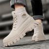 Men's Ankle Boots Genuine Leather Short Boots Retro Snow Boots Warm Casual Plush Shoes