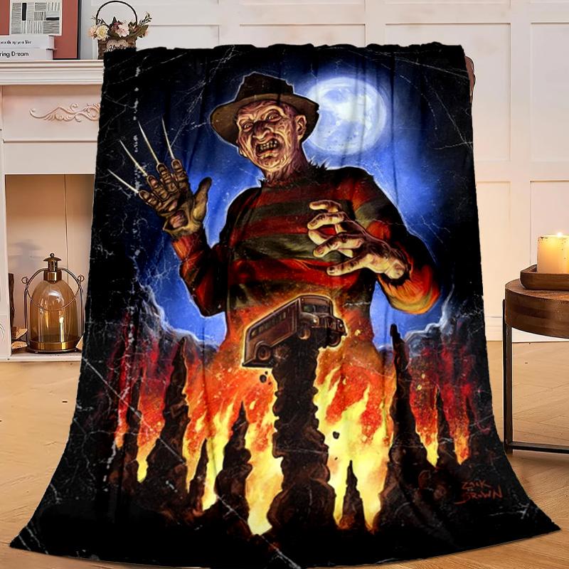 1PC Horror Movie Characters Flannel Blanket Gift, Suitable for Both Men And Women, Soft Ideal for Beds And Sofa, Birthday Or Christmas Gift