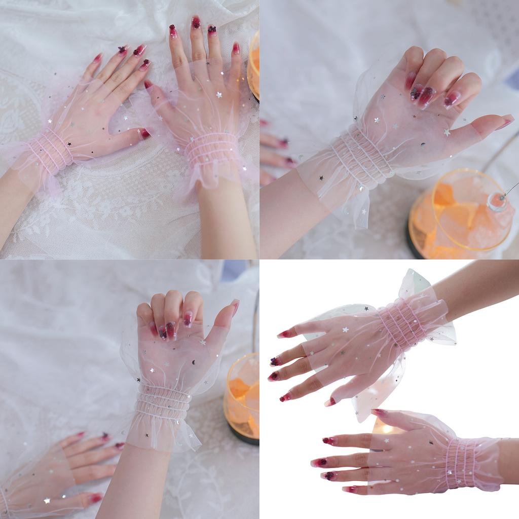 Star Glitters Mesh Arm Sleeves For Nail Photography Studio Breathable Shining Cuff Sleeves Armwear Fashion Accessories