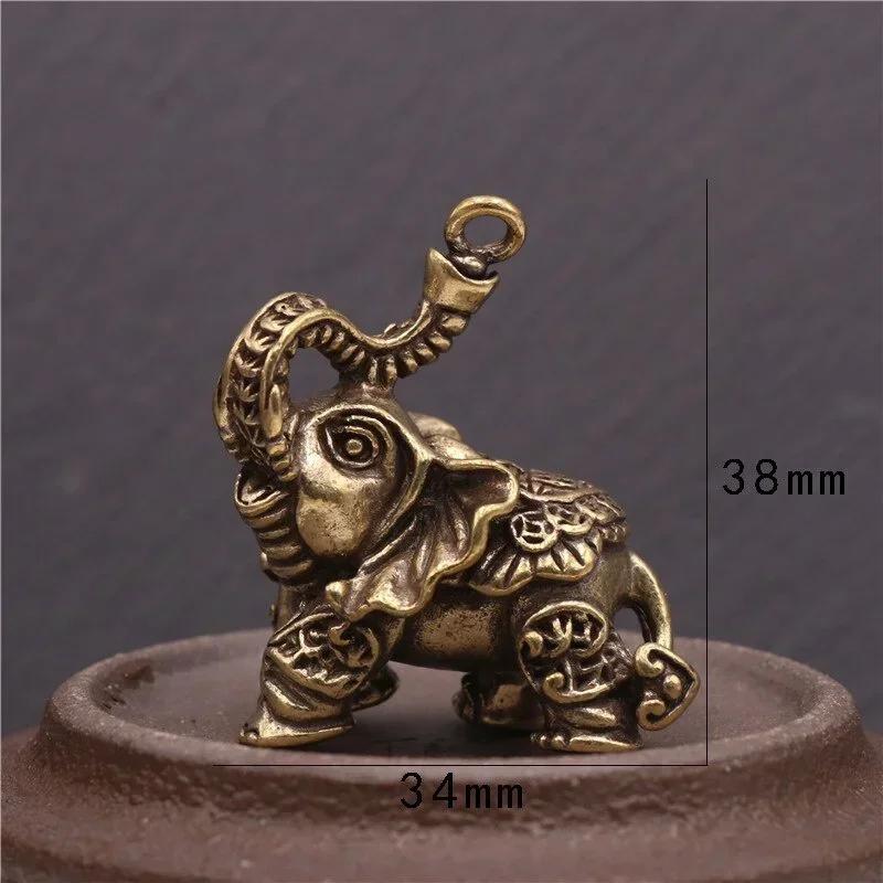 Brass Elephant Statue Solid Pure Copper Animal Miniature Model Small Statue Home Desk Toy Decoration Accessories Handicrafts