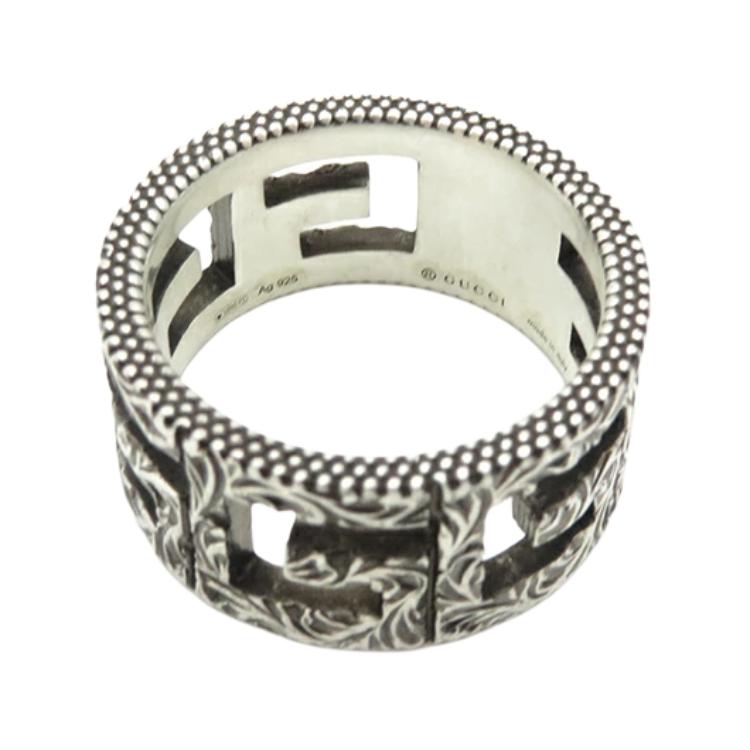 Gucci Square G Logo Letter 925 Silver Ring Women ring 551918J8400081113
