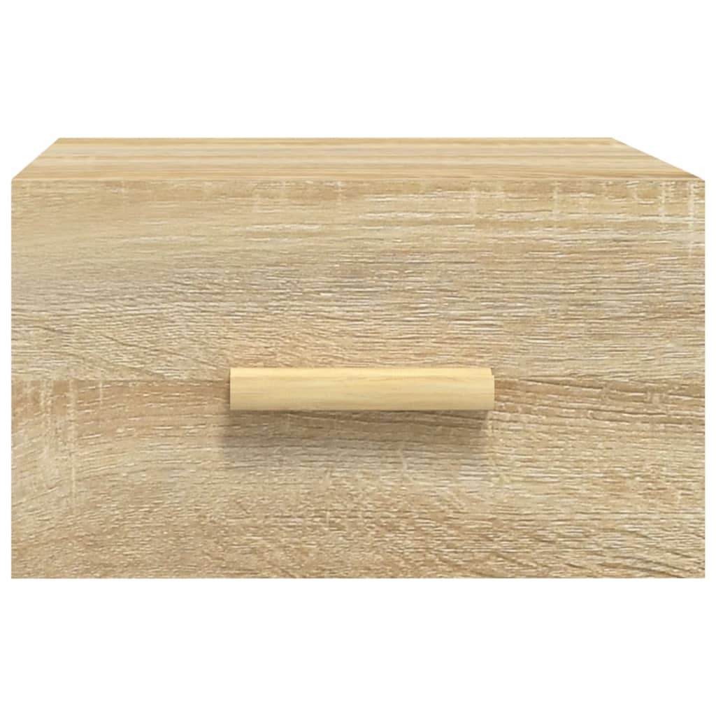 Wall Mounted Nightstands Set of 2 Sonoma Oak Finish 35 x 35 x 20 cm