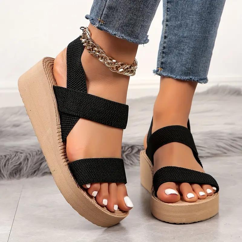 New Minimalist Slingback Wedge Sandals Outdoor Summer Lightweight Slides Solid Color Thick Bottom Ladies Shoes Female Sandals