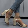 Summer Hot Selling Women's Shoes Fashion Open Toe Solid Color Large Size Casual One-line Buckle Suede Women's Sandals