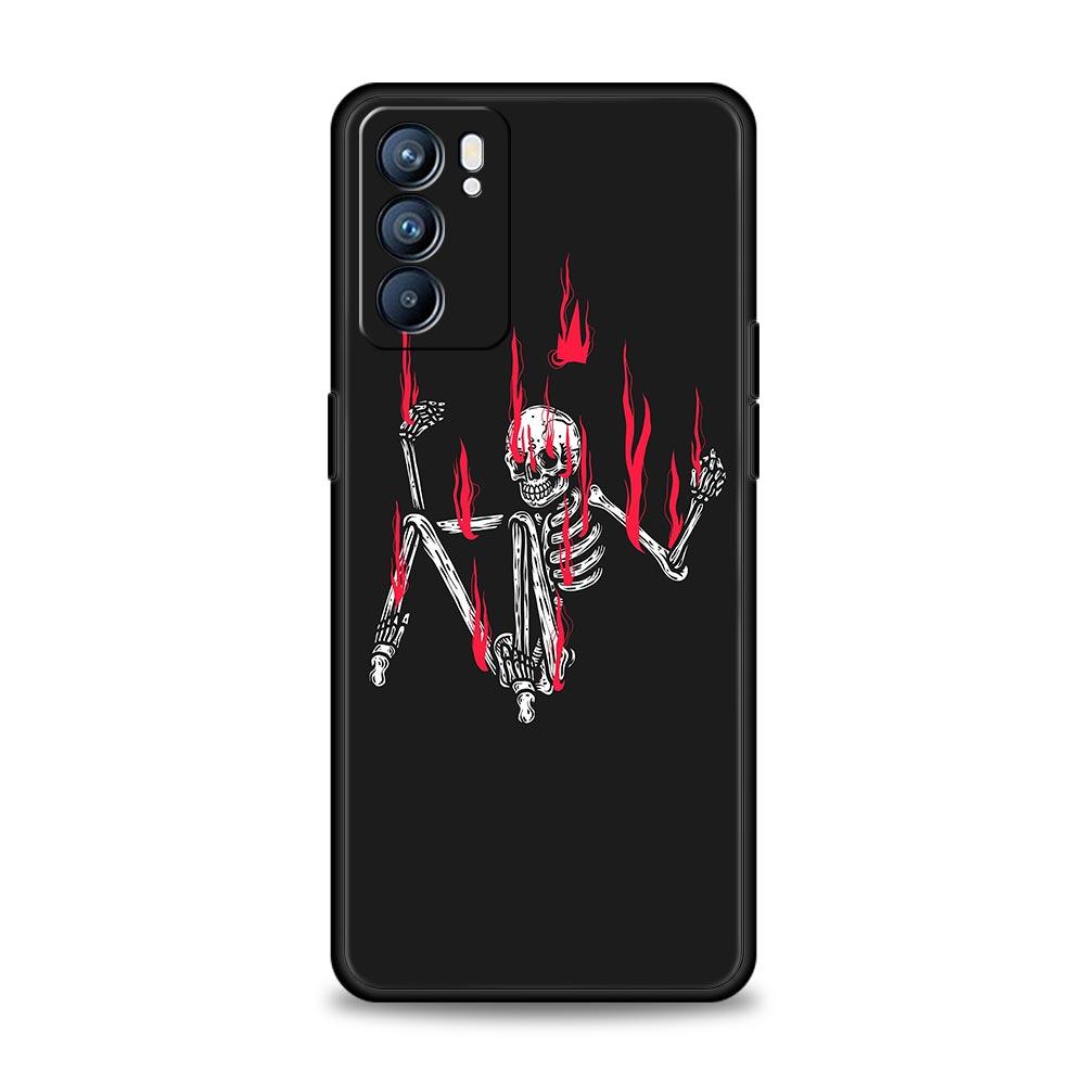 Skeleton Skull Phone Case For Oppo Reno 13 12 11 10 7 F Find X5 X6 A98 A80 A79 A78 A57 A54 A31 A17 Pro 5G Soft TPU Cover Fundas