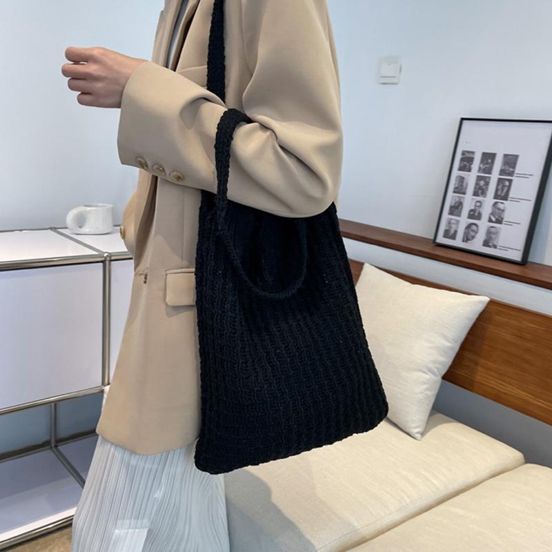 Пляжные сумки Женская сумка через плечо Вязаная крючком сумка Дизайнерская вязаная сумка-шоппер с полой ручкой сверху