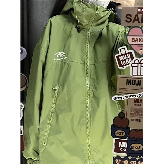 Осенняя непромокаемая куртка с капюшоном, женская однотонная куртка на молнии, техническая одежда, ветровка, корейская модная одежда Y2k, плащ