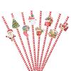 Christmas New Party Decoration 24pcs Snowman Water Cup Beverage Disposable Decorative Straw Supplies
