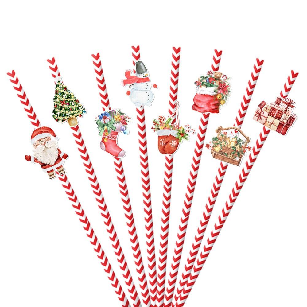 Рождественские украшения для вечеринок 24 шт. Снеговик, стакан для воды, одноразовые декоративные соломинки для напитков