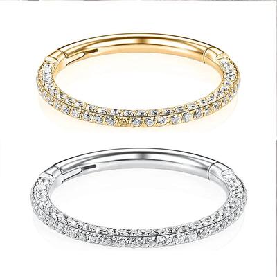 Новое кольцо для пирсинга носа и ушей из титанового сплава G23 с тремя бриллиантами