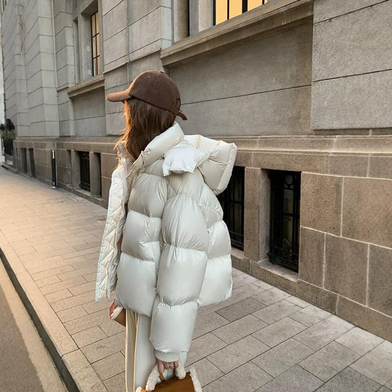 Womens Short Puffer Jacket 2026 Winter Warm Hooded Cotton Coat Loose Fit Small Stature