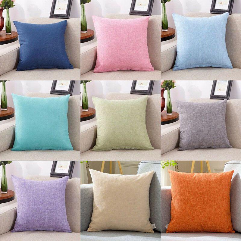 Luxurious Pure Color Cotton Linen Throw Pillow Cover For Home Office Sofa Decor