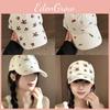 Embroidered Flower Cotton Baseball Cap With Curved Bill For Daily Casual Use