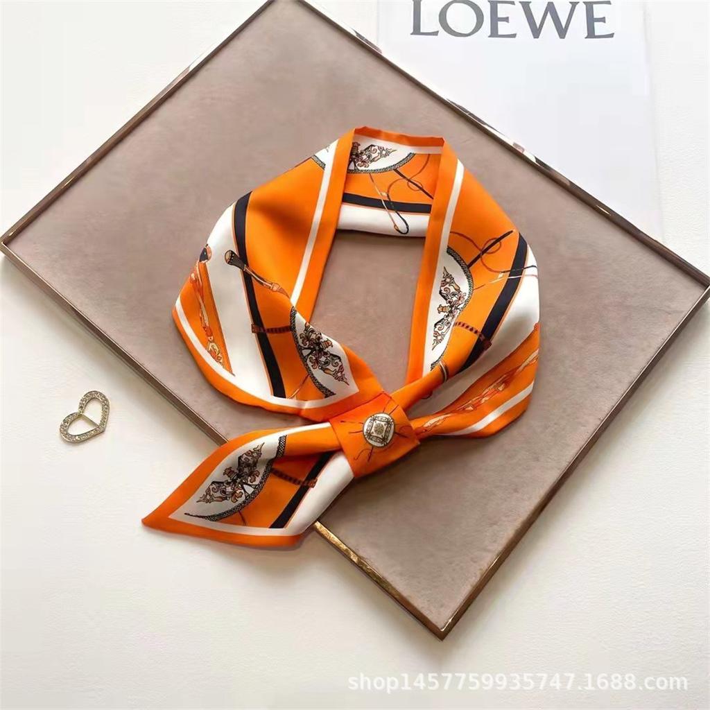 Silk Scarf Small Long Square Scarf Women'S High-End Neck Protection Scarf Professional Matching Shirt Scarf