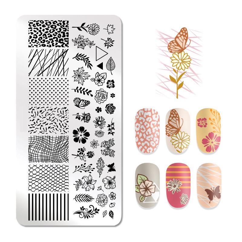 Штамповочные пластины для дизайна ногтей, листья, цветы, трафареты из нержавеющей стали, инструменты для штамповки изображений для ногтей, маникюрные инструменты
