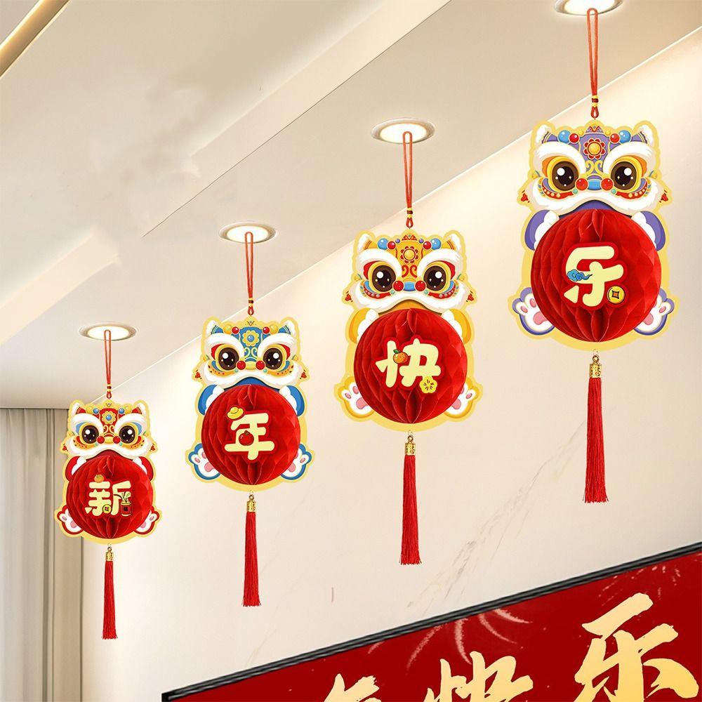 Chinese Style 2026 New Year Red Paper Lantern Blessing Lucky Lanterns Ornament  Party Gifts