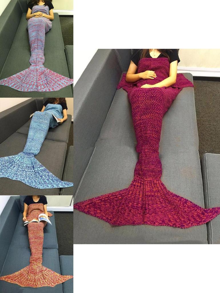 Вязаный плед «Хвост русалки» из легкого акрила для подарка и для релаксации