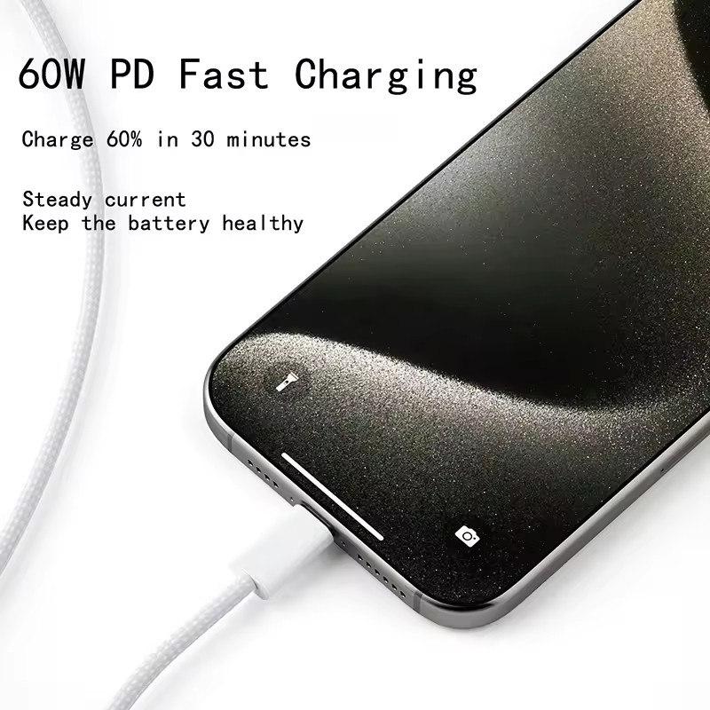 Usb C to Type C быстрая зарядка PD 60W мобильный телефон дата кабель для iPhone15 Android Samsung Huawei Type C плетеный зарядный кабель