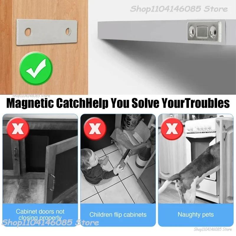 Ultra Thin Cabinet Magnetic Catch Adhesive Drawer Magnet Catch for Kitchen Closet Door Closing Magnetic Door Catch Closer