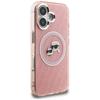 Karl Lagerfeld IML Glitter Karl & Choupette Heads Logo MagSafe Case for iPhone 16 Pink