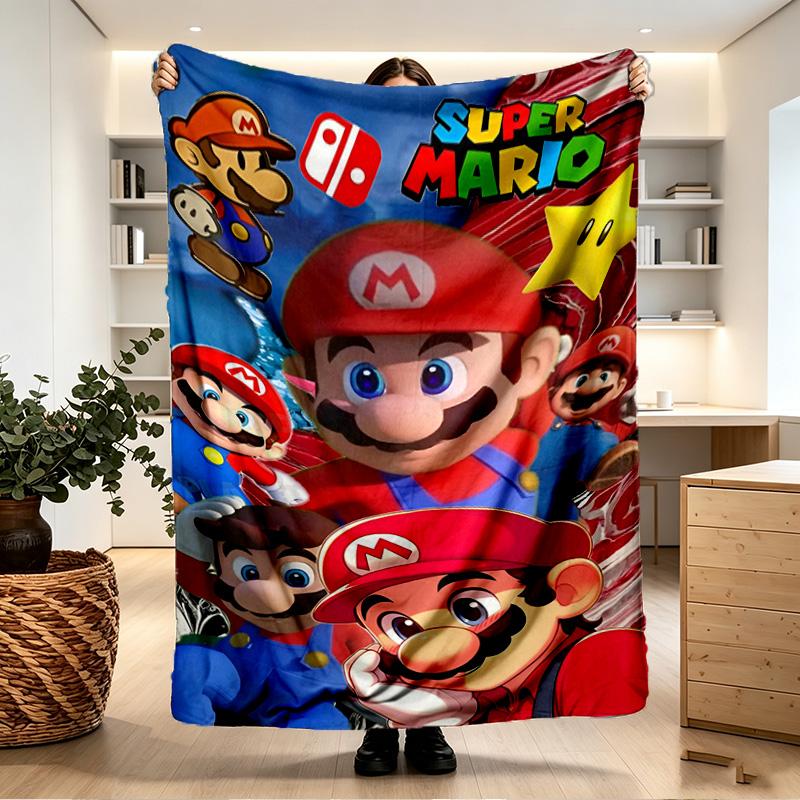 Super Mario Print Blanket - Soft & Comfortable, for Bedroom, Travel, Sofa, Home Decoration - Birthday Christmas Gift for Friend