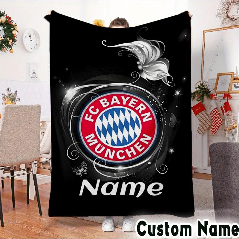 Custom Name Bayern Munich Fan Gear Throws Blanket Flannel Blankets for Couch Bed Gifts for Men Women Picnic blanket Christmas fan gifts