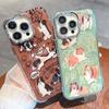 Мягкие чехлы с милой собакой в ​​стиле аниме для iPhone 15, 14, 13, 12, 11 Pro Max Plus, металлические кнопки, блестящие, украшенные драгоценными камнями, защитные пленки для линз, чехлы для телефонов
