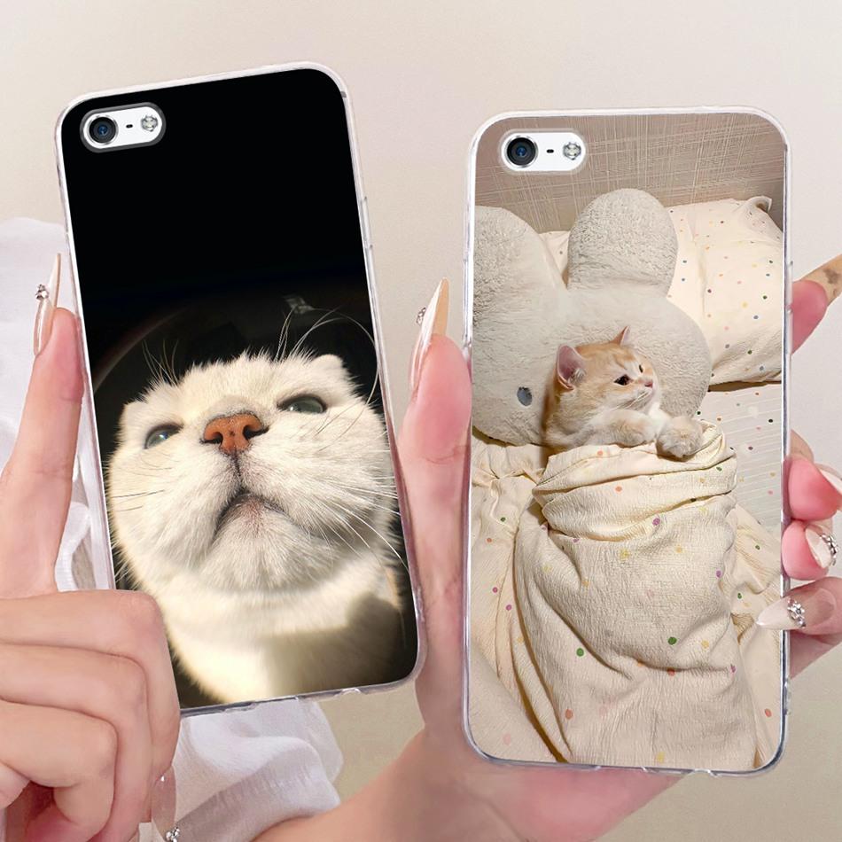 For iPhone 5 5s SE (2016) 4 4s Cute Flower Butterfly Cat Painted Case For iPhone5 iPhone4 Soft Silicone TPU Phone Cases
