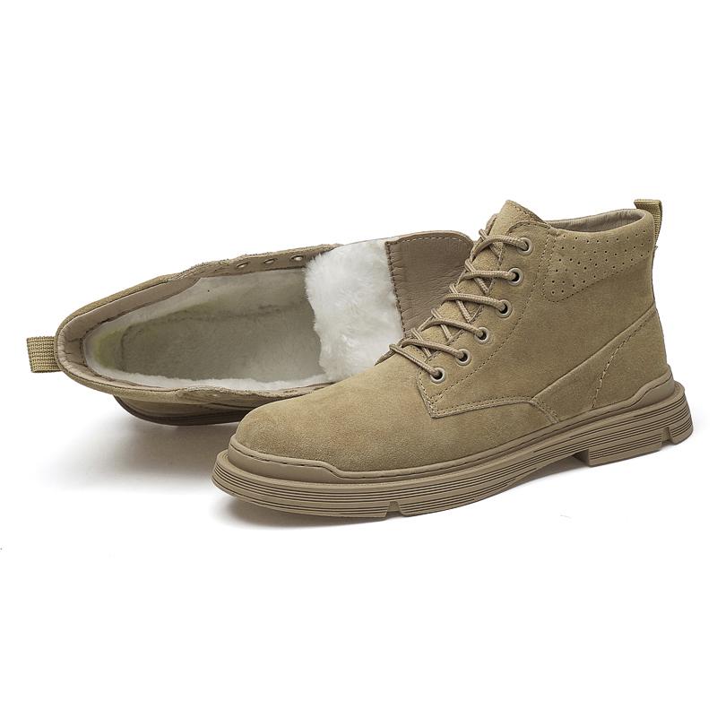 Новые модные кожаные дышащие мужские высокие хлопковые туфли мужские классические водонепроницаемые и нескользящие ботильоны мужская повседневная обувь