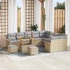 12-Piece Garden Sofa Set with Beige Cushions In Poly Rattan Acacia, Garden Dining Set 3362177