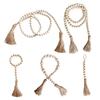 Nordic Wood Beads Garland with Tassel Farmhouse Beads Rustic Country Kids Home Wall Decor