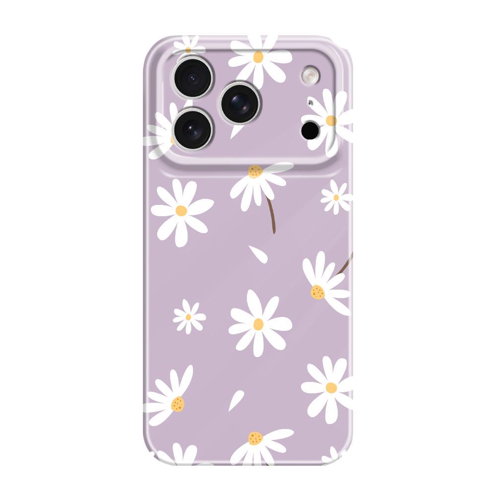 Простой чехол для телефона с ромашками для iPhone 17 Air 16 16E 15 14 Plus Pro Max Пленка Жесткий чехол