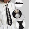 Black Long Necktie Korean Style Decoration Shirt Tie Clothing Decoration Rhinestones Tie  Men