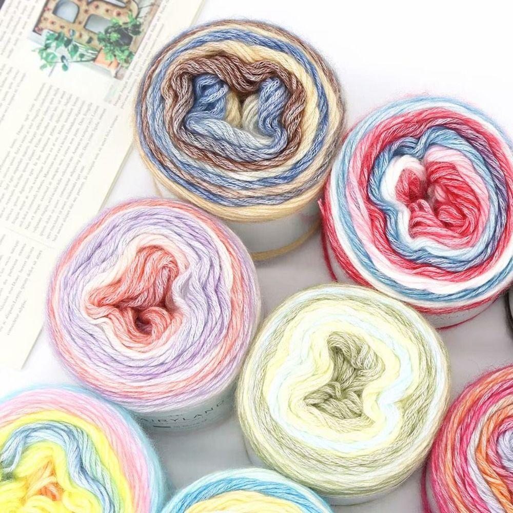 Hand-woven Rainbow Woollen Yarn 100g Multi-Color Yarn Fancy Blend Yarn Cake Yarn  Cushion