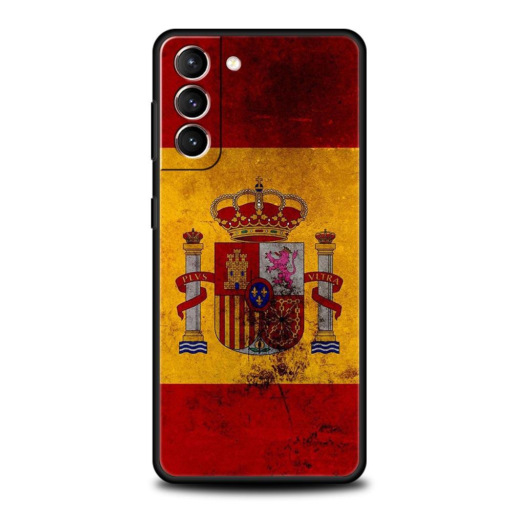 Чехол для телефона с флагом Испании для Samsung Galaxy S25 S24 S23 FE S22 Ultra S20 S21 5G S10 Plus S10E Мягкий черный чехол