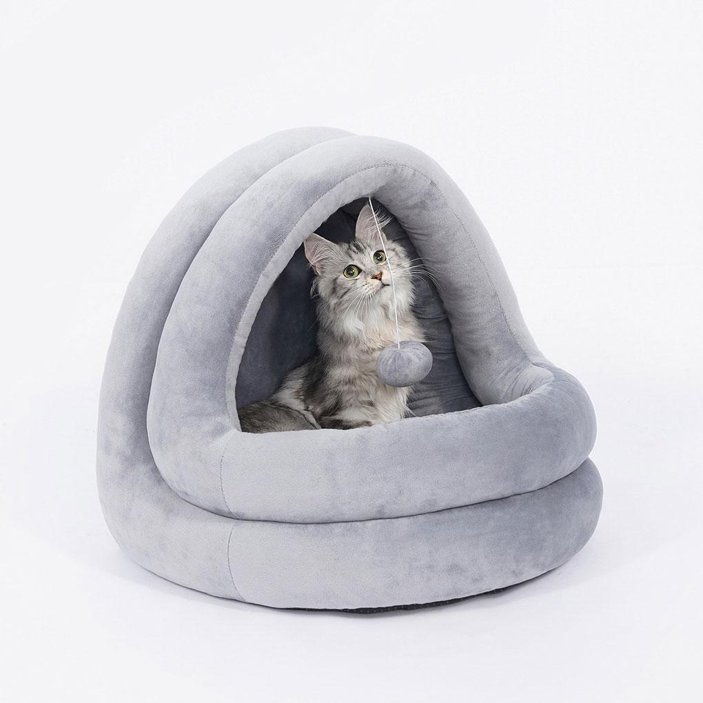 Палатка-пещера для питомца, кровать, домик для маленьких собак, плюшевое гнездо для котят, зимний теплый дом для сна, для дома, улицы, товары для домашних животных