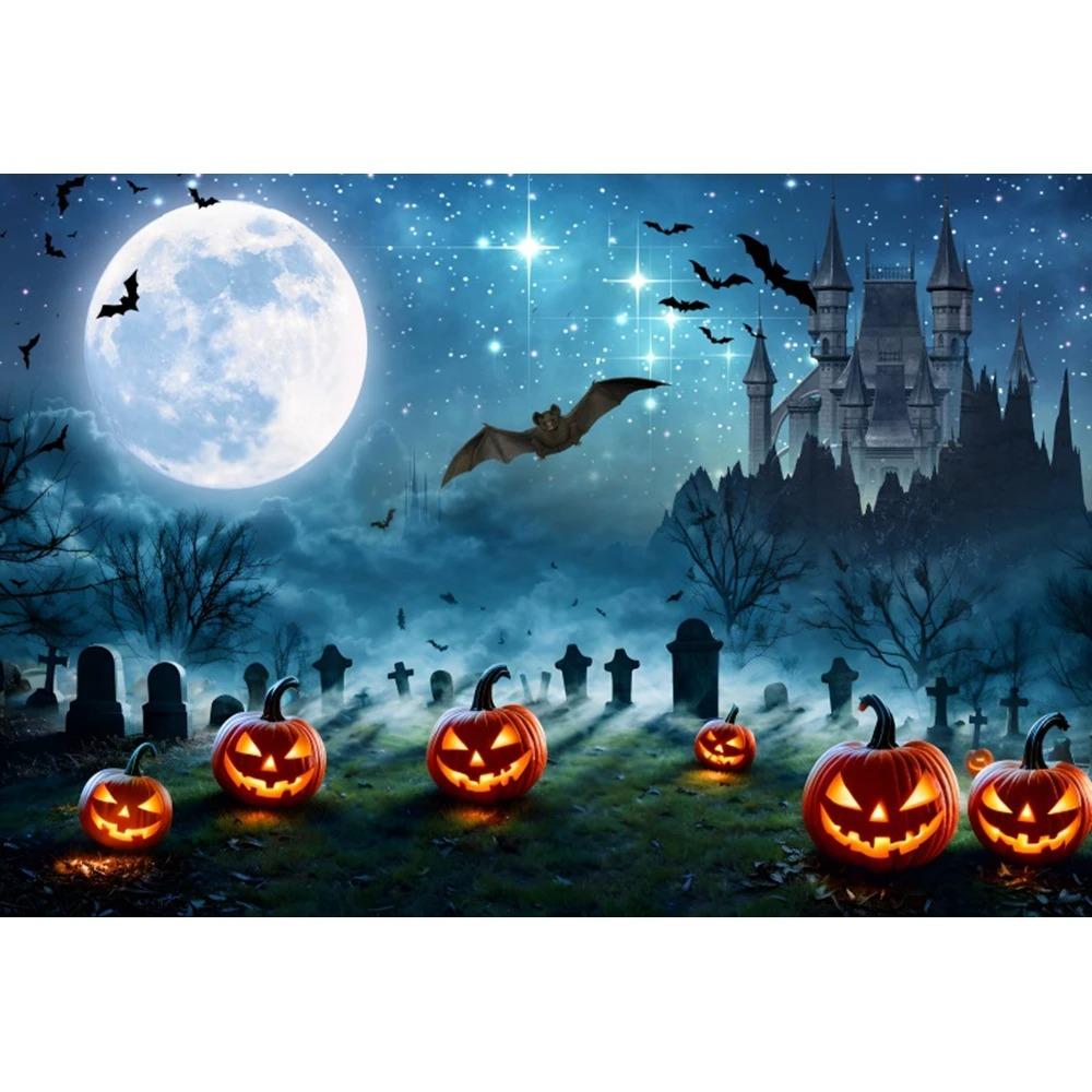 Хэллоуин вечеринка украшение подвесная ткань луна ночь ужас череп призрак древний замок фон ткань комната украшение дома