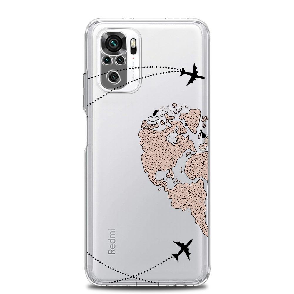 Модный Чехол для Телефона с Картой Мира и Самолетами для Xiaomi Redmi Note 12 5G 9S 9 8 10 11 Pro Plus 4G 9T 8T 10C 9C 9A 7 Прозрачный Чехол