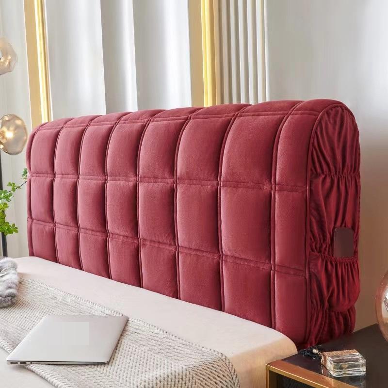 Роскошный супермягкий плюшевый стеганый чехол на голову кровати, универсальный бархатный защитный чехол на спинку кровати, утолщенный стеганый чехол на изголовье кровати